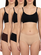 Full Coverage Cotton Elastane Seamless Trendy Hipster - Assorted (Pack of 3)