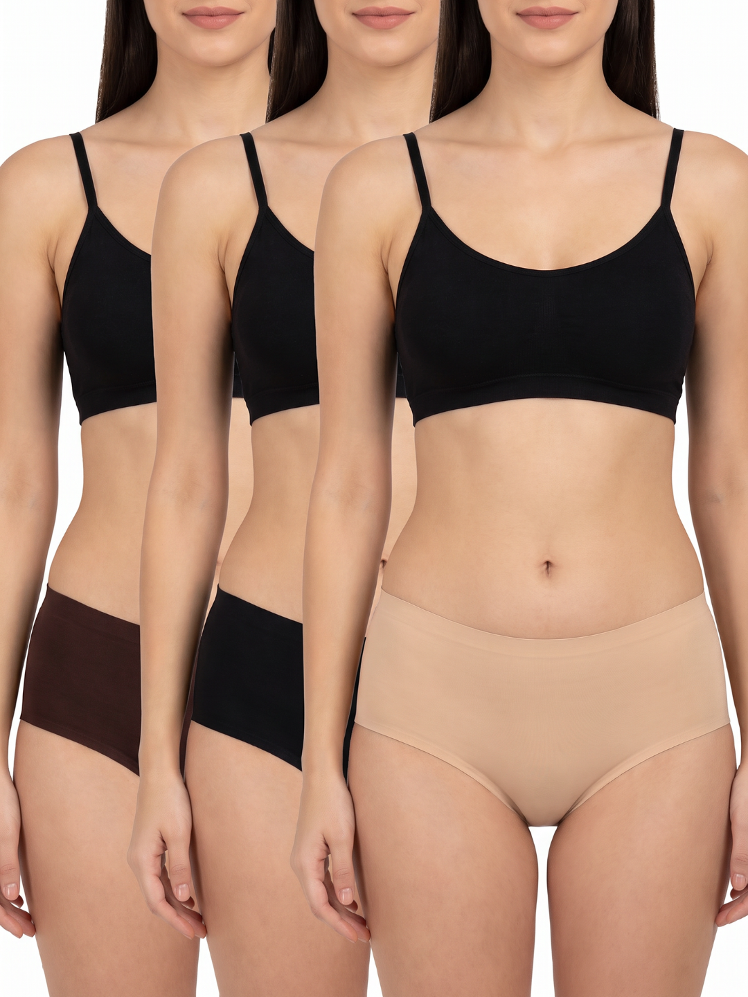 Full Coverage Cotton Elastane Seamless Trendy Hipster - Assorted (Pack of 3)