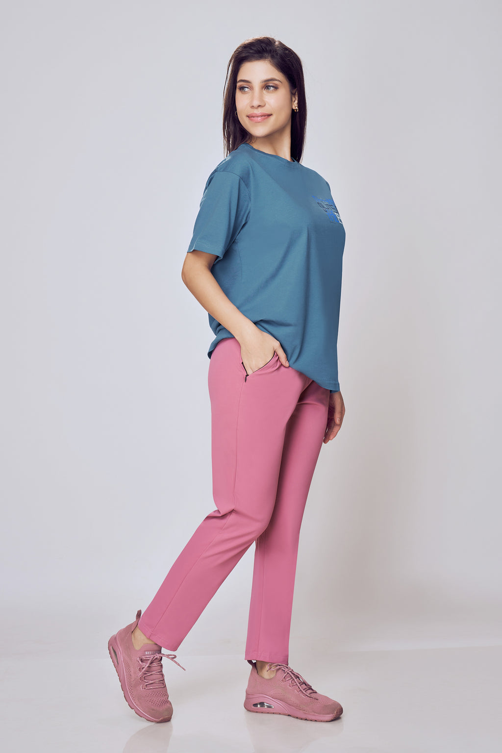 Breathable Oversized T-Shirt Women Air Force Blue – Lango
