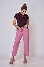Classic Collared Cotton Tee Women Wine – Lango