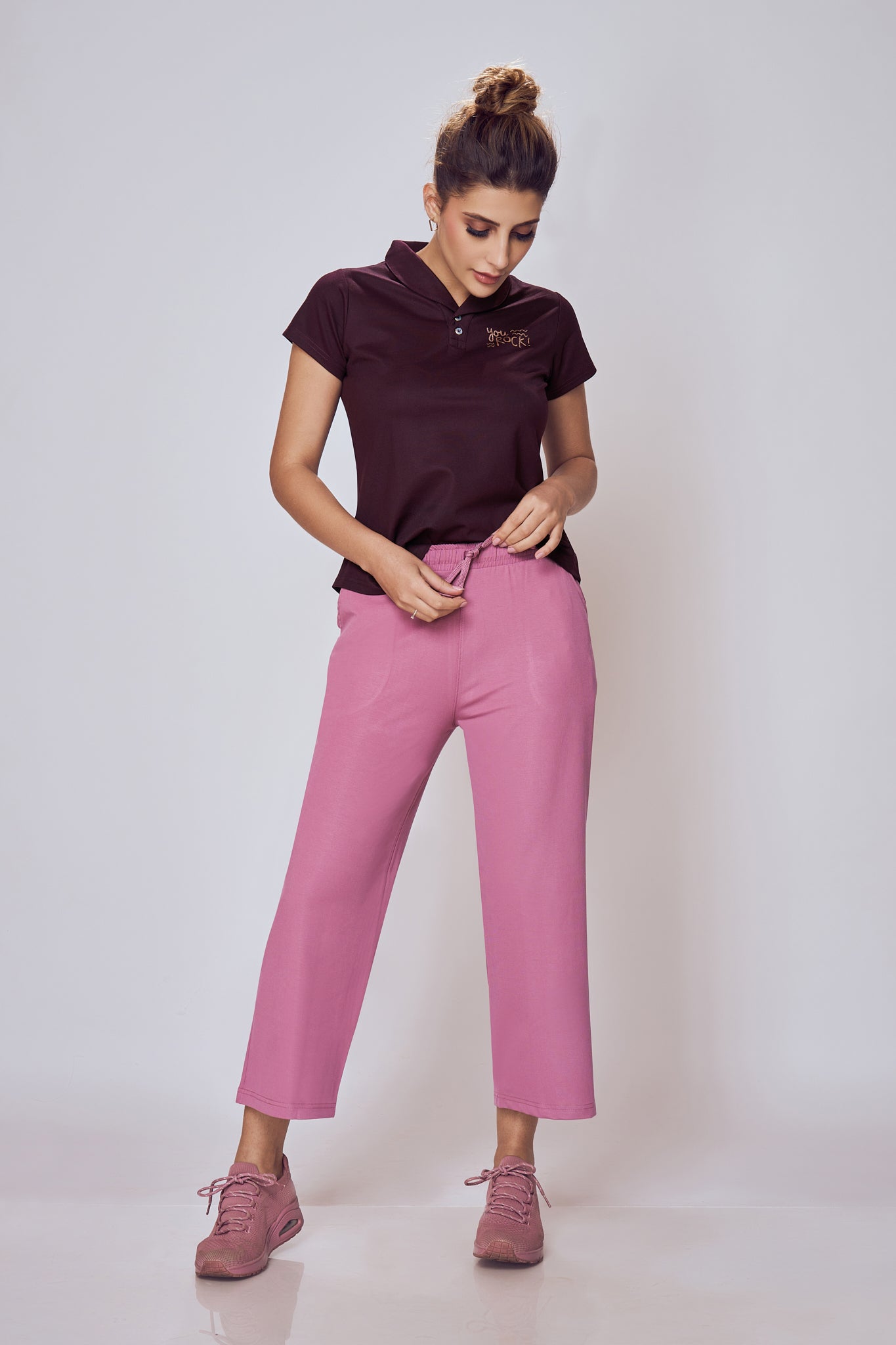 Classic Collared Cotton Tee Women Wine – Lango