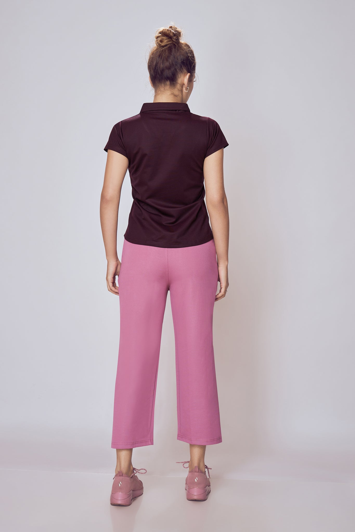 Classic Collared Cotton Tee Women Wine – Lango