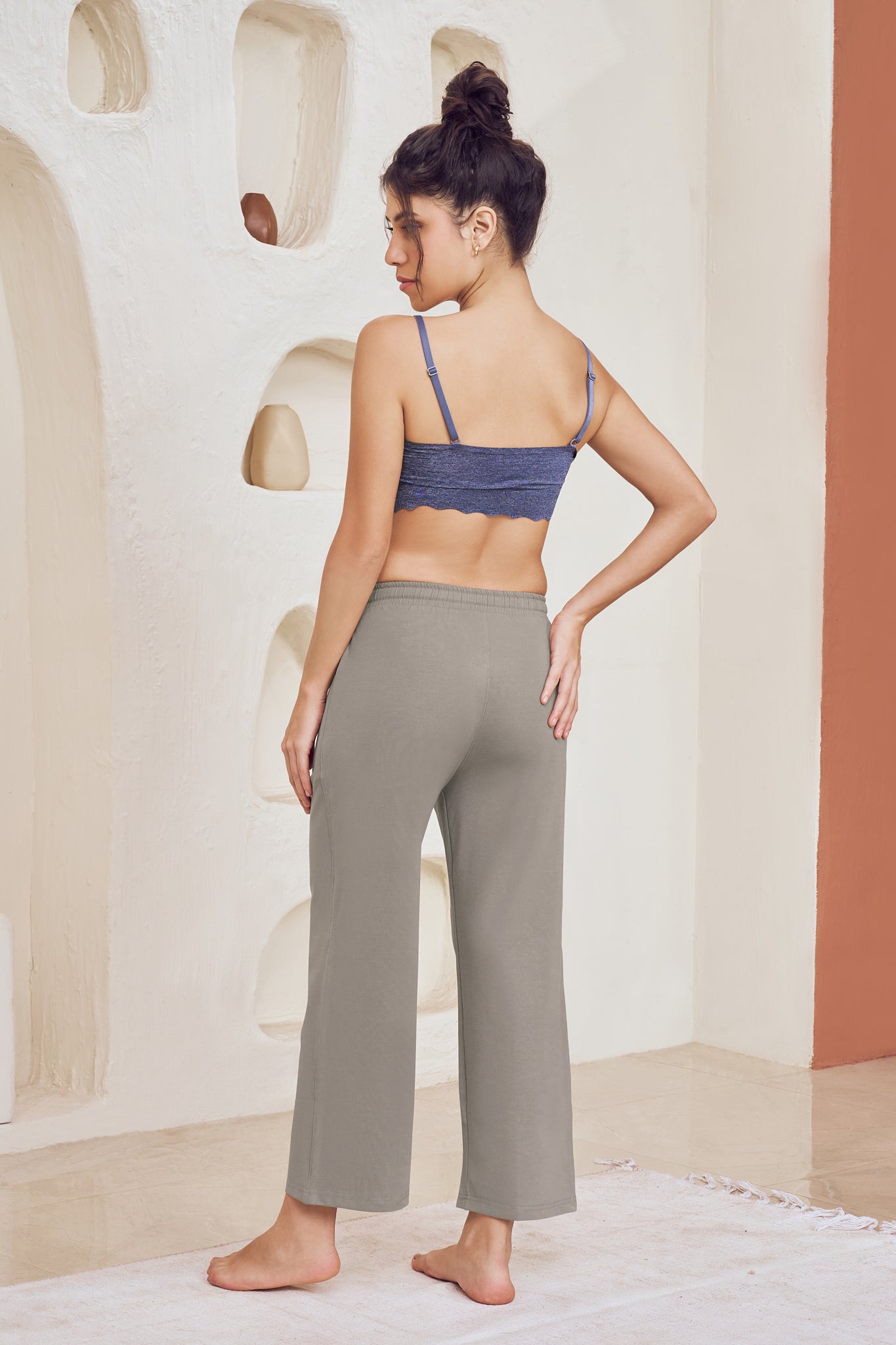 Lango Classic Wide Leg Ankle Length Pants for Women – Grey