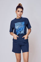 Lango Casual Cotton Co-ord Set for Women – Navy
