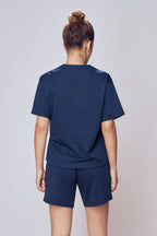 Lango Cotton Co-ord Set Women Back View Navy