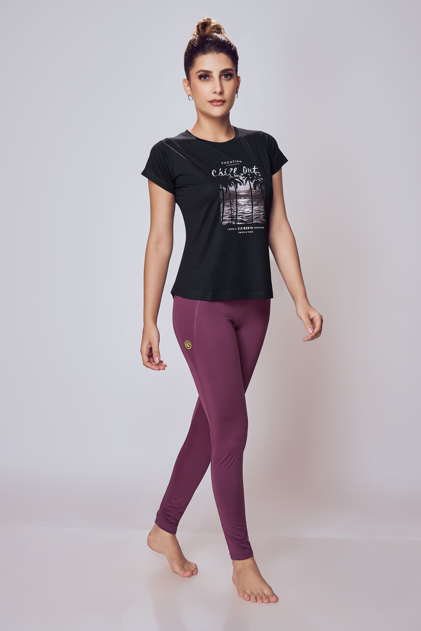 Lango Lite Printed Cotton T-Shirt for Women – Black