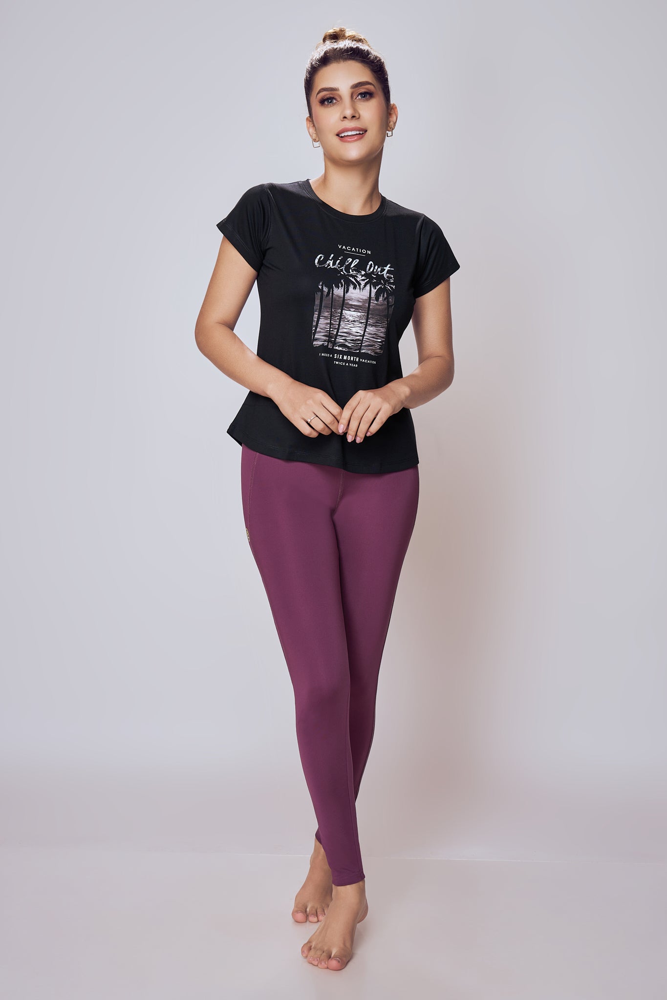 Lango Lite Printed Cotton T-Shirt for Women – Black