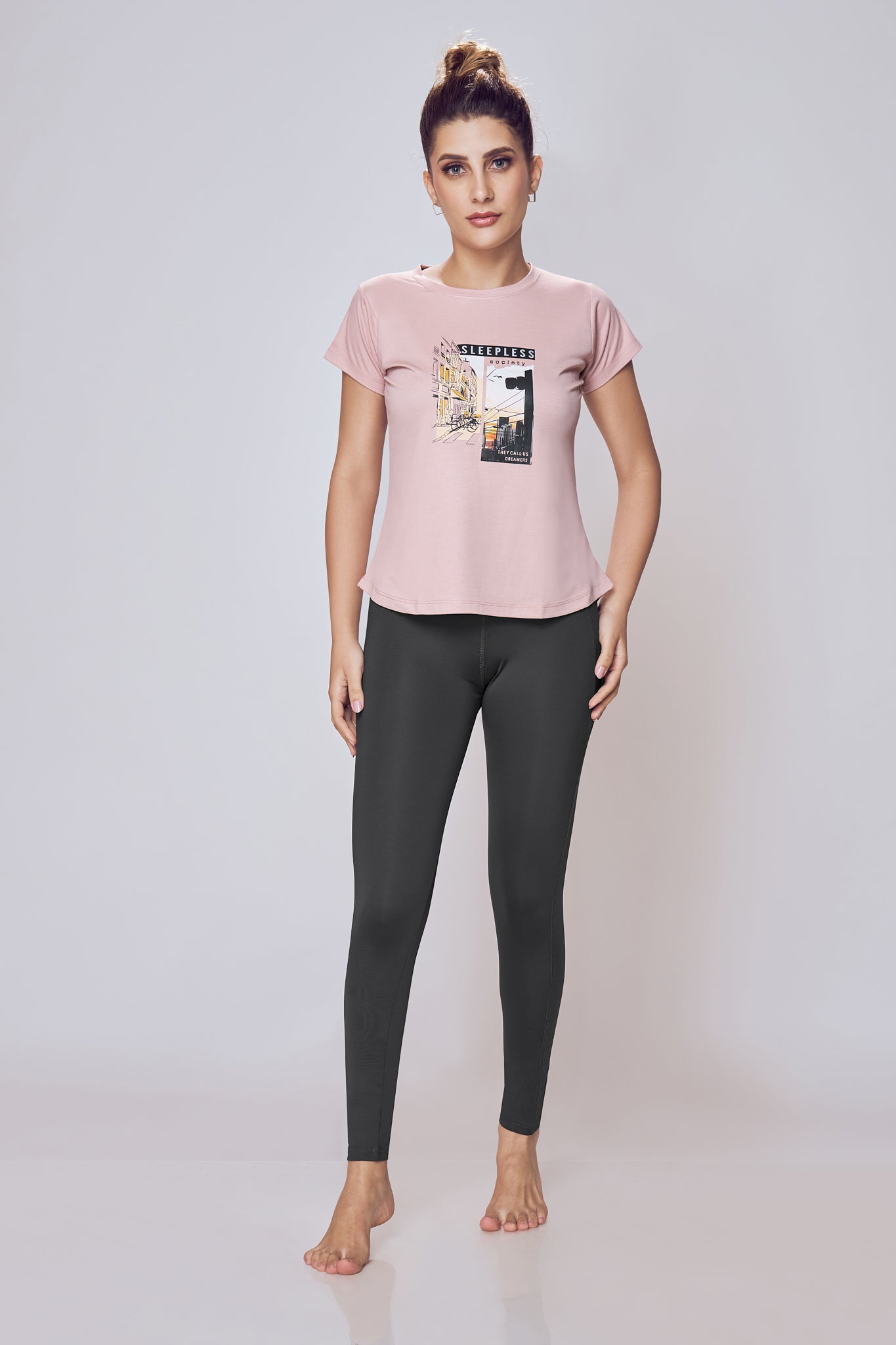 Lango Lite Printed Cotton T-Shirt for Women – Peach