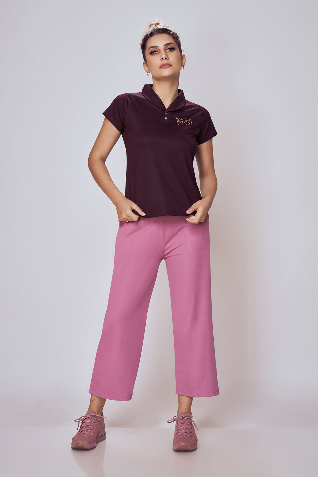 Lango Polo Neck Cotton T-Shirt for Women – Wine