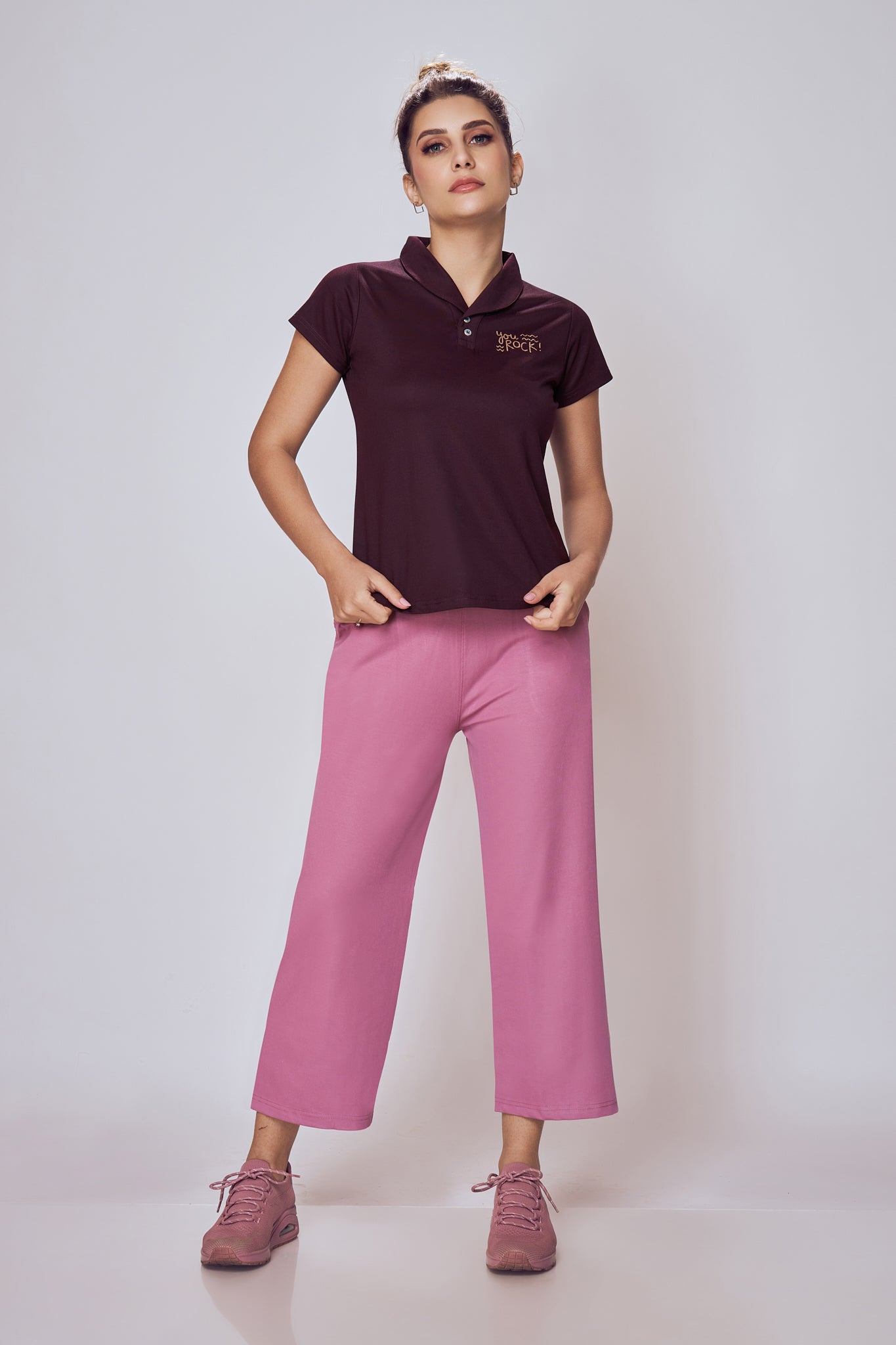 Lango Polo Neck Cotton T-Shirt for Women – Wine