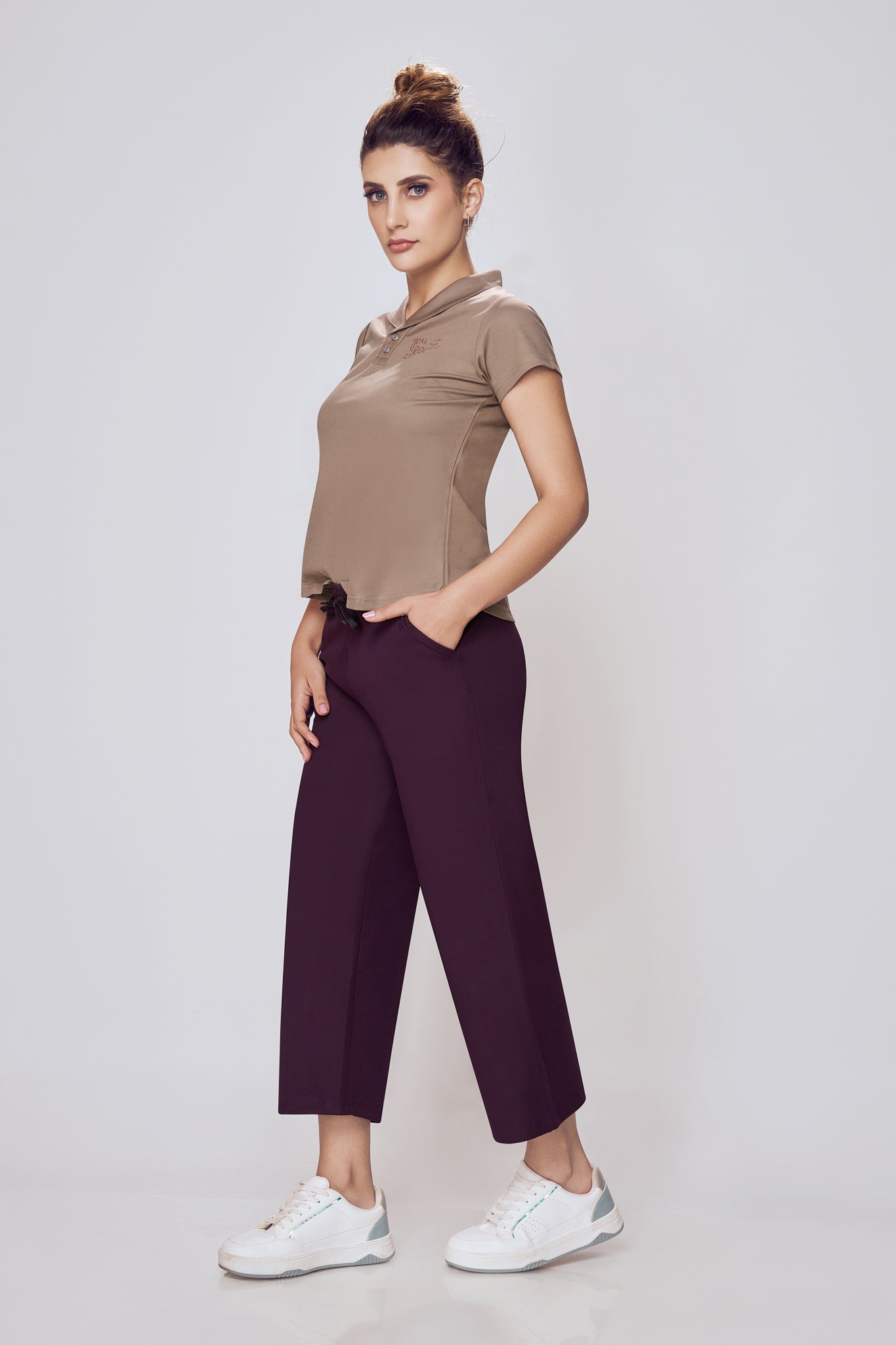 Lango Wide Leg Ankle Length Pants for Women – Wine