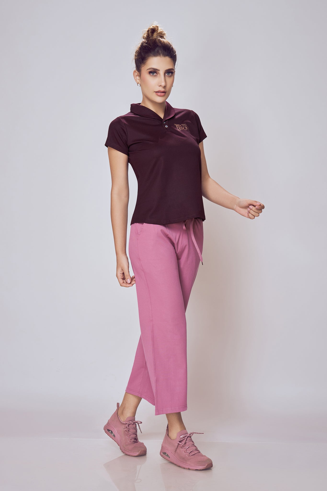Lango Polo Neck Cotton T-Shirt for Women – Wine