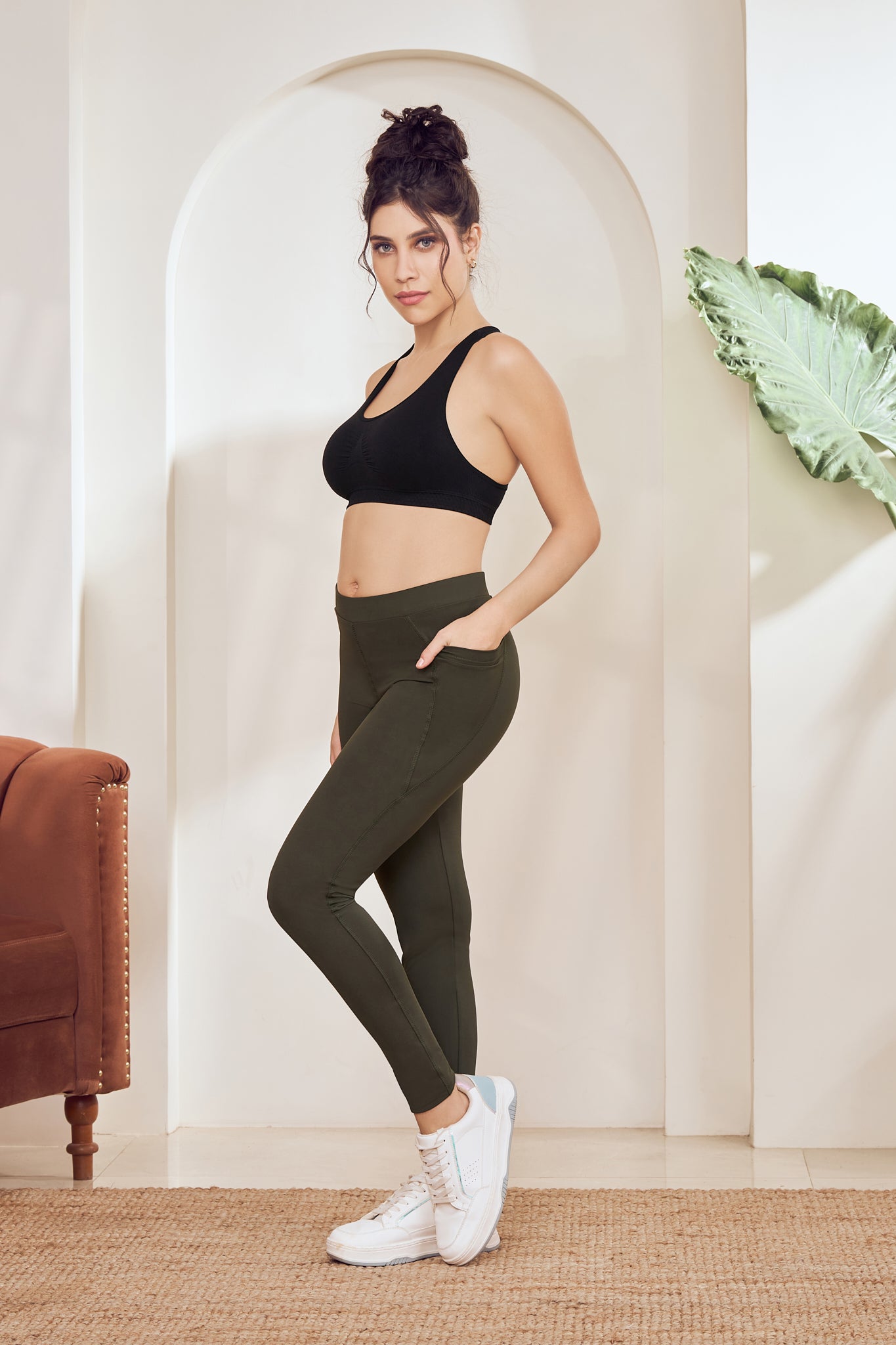 Stretchable Dry Fit Gym Track Pants Women Olive – Lango