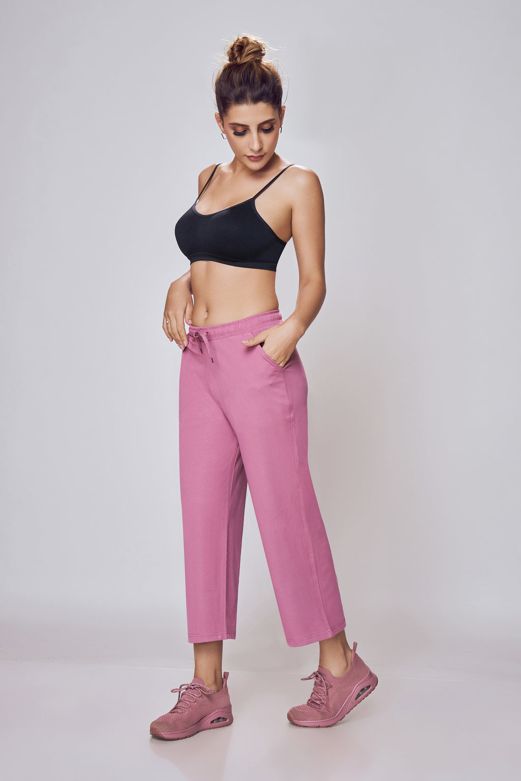 Wide Leg Ankle Pants Dusty Pink Women – Lango