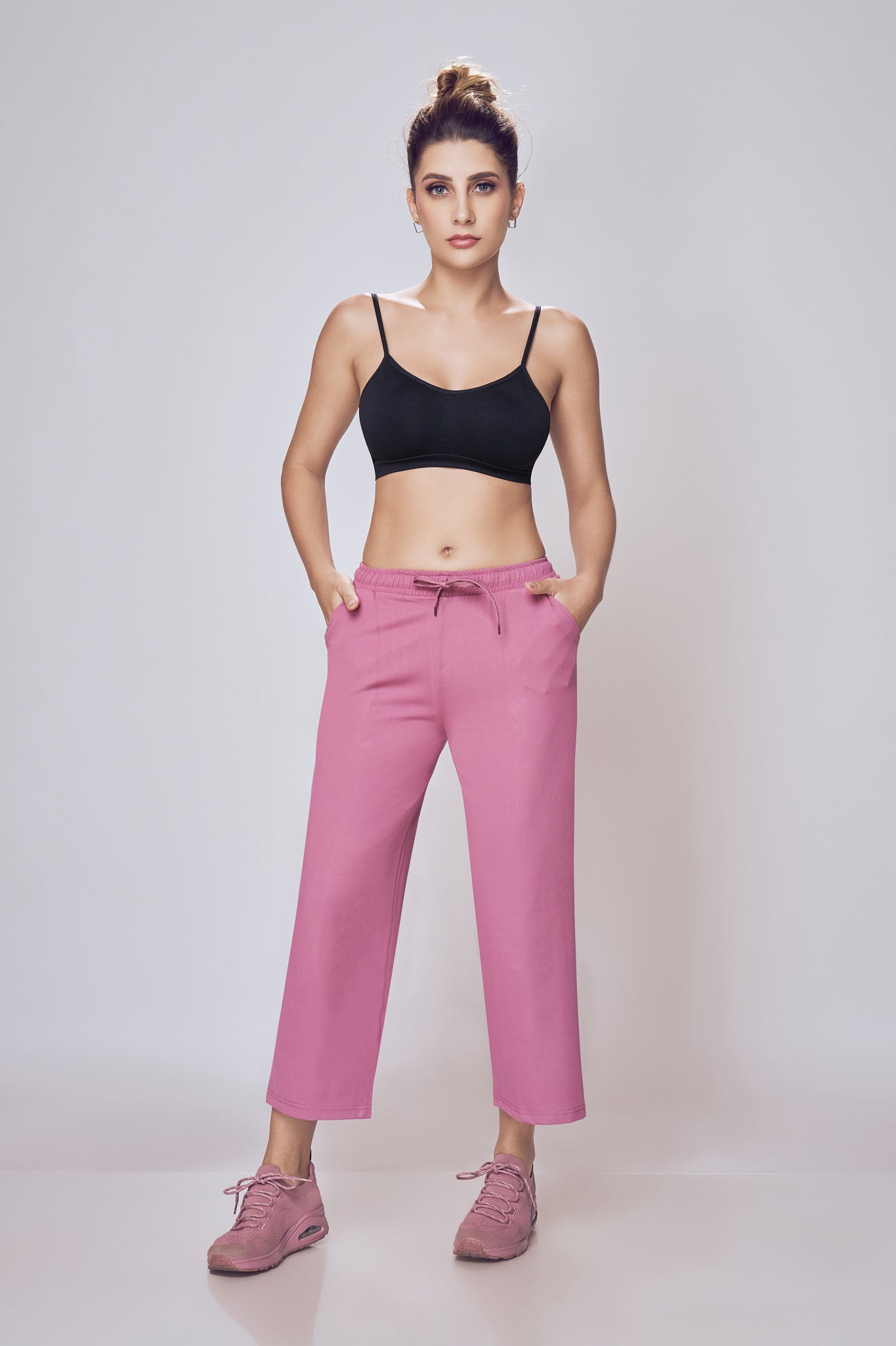 Wide Leg Ankle Pants Dusty Pink Women – Lango