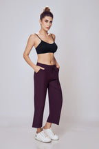 Casual Wide Leg Pants Women Wine Colour – Lango