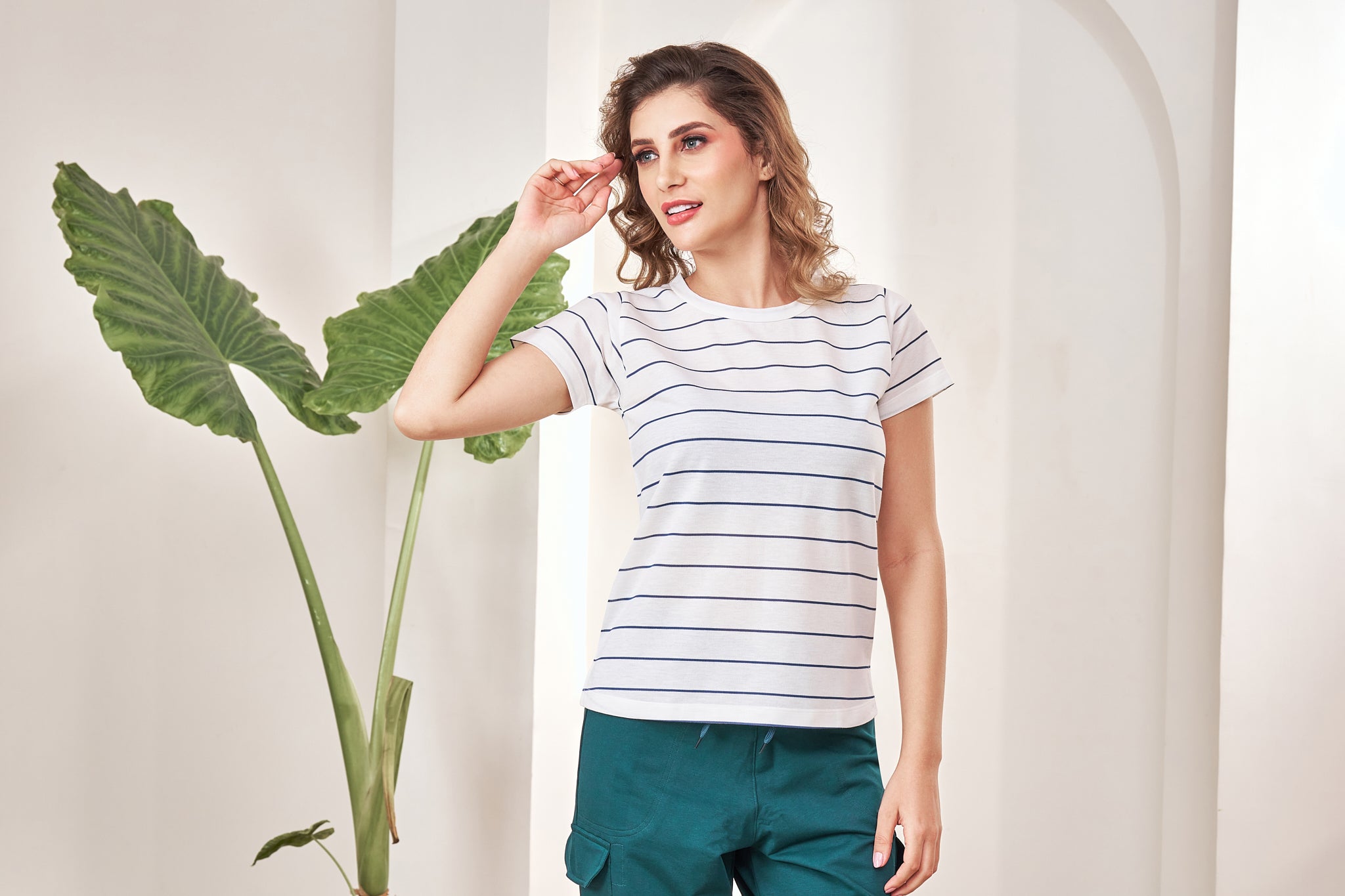 Women wearing Lango FeatherLite T-Shirt White casual wear