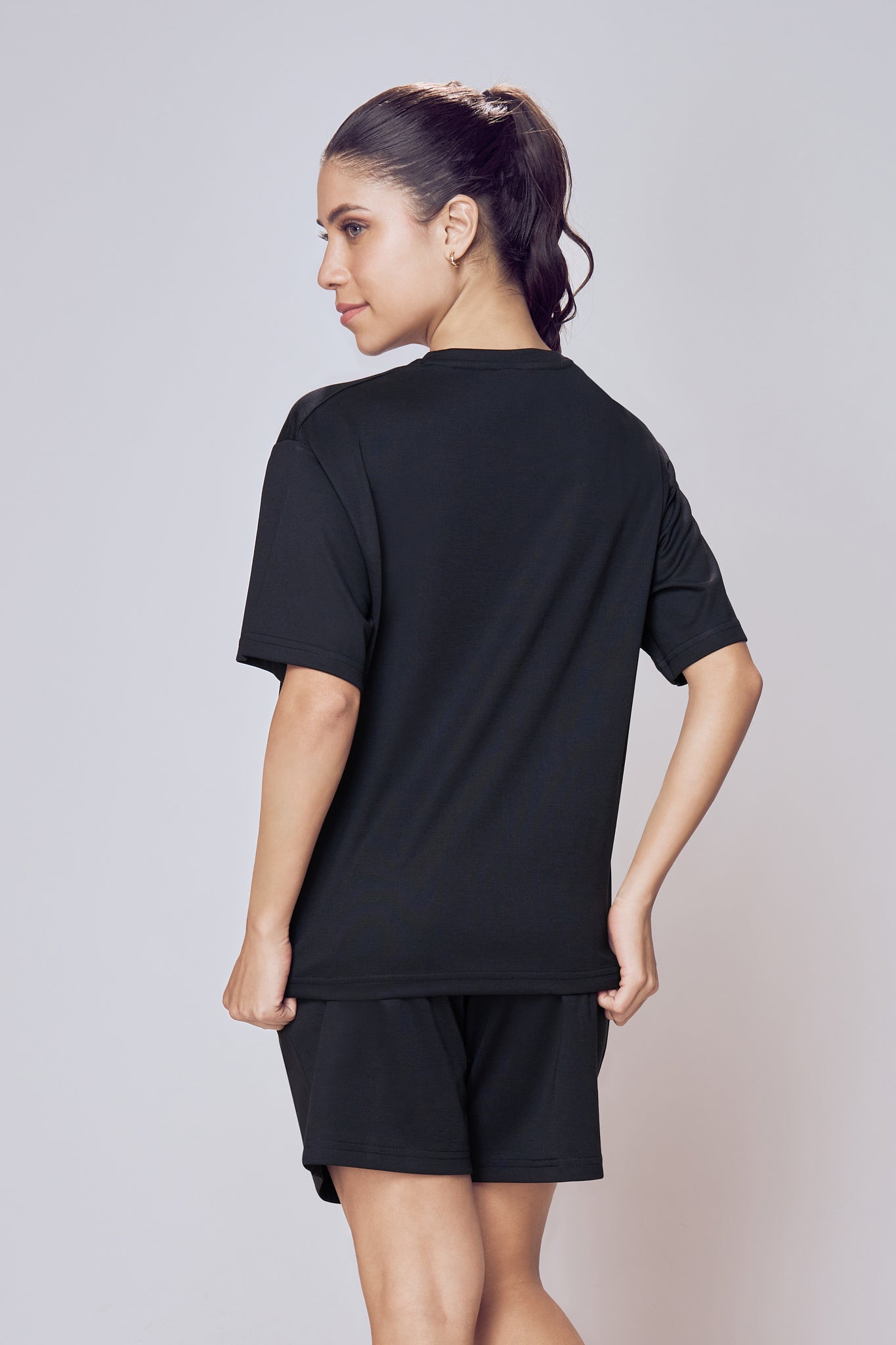 Women wearing Lango Daily Casual Co-ord Set Black