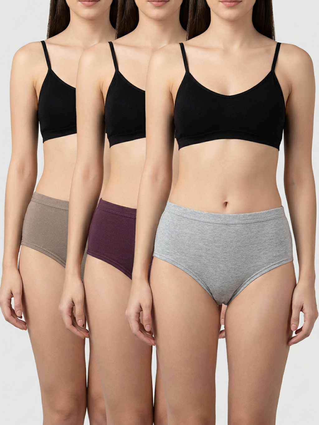 High Rise Full Coverage Cotton Elastane Hipster Bharti - Assorted (Pack of 3)