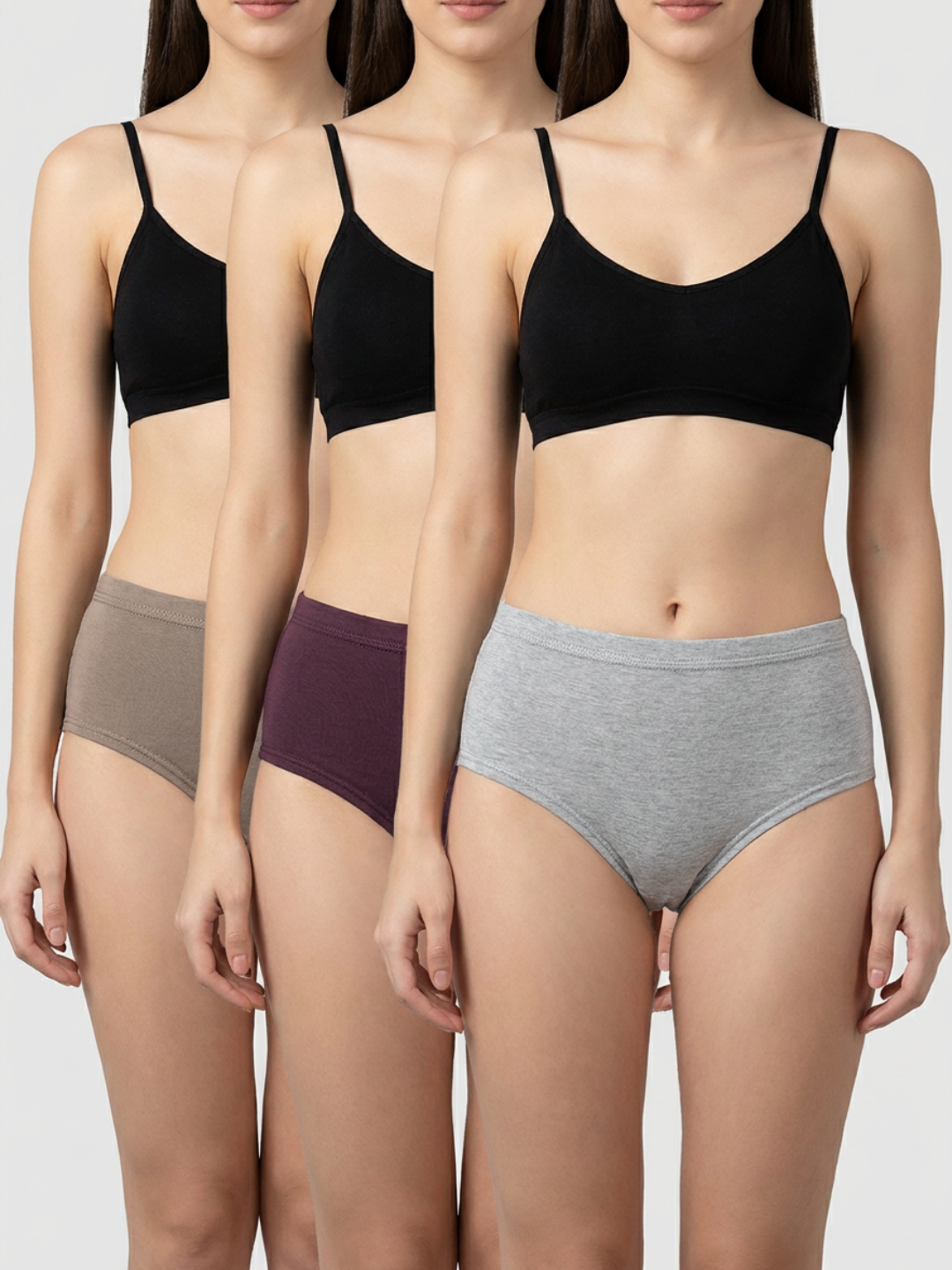 High Rise Full Coverage Cotton Elastane Hipster Bharti - Assorted (Pack of 3)