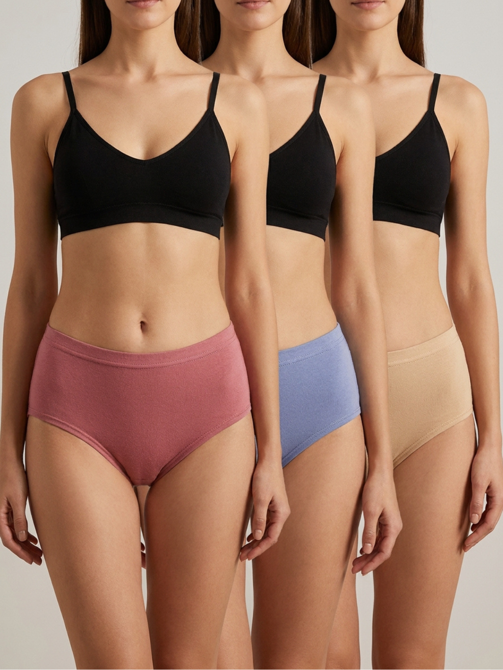 High Rise Full Coverage Cotton Elastane Hipster Bharti - Assorted (Pack of 3)
