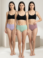 High Rise Full Coverage Cotton Elastane Hipster With Soft Waistband Sunayna - Assorted (Pack of 3)